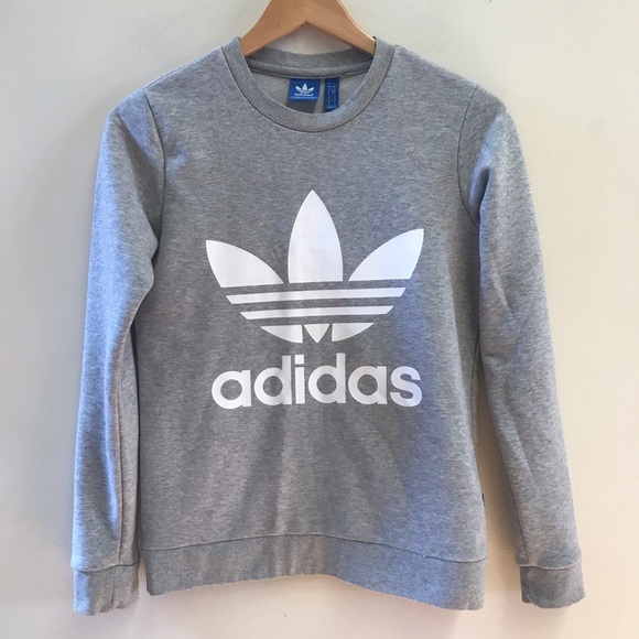 adidas Tops - Adidas Trefoil Logo Sweatshirt Heather Gray